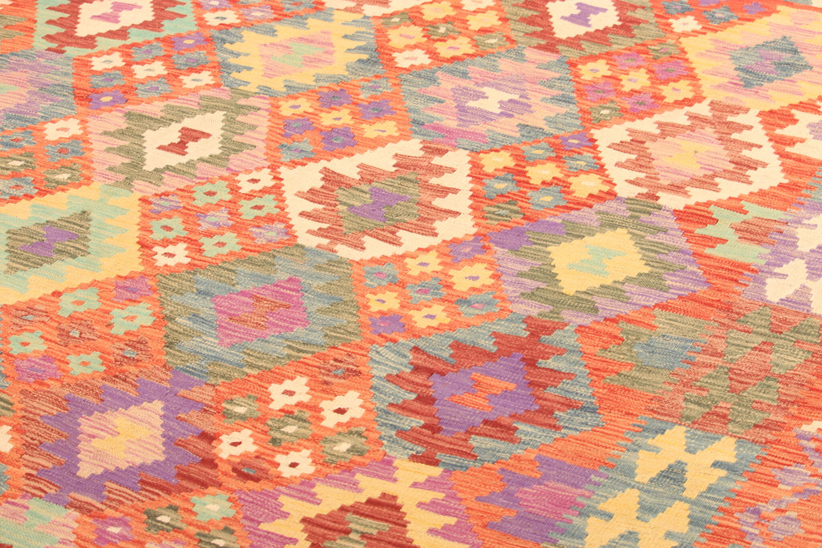 Colorful Kilim Rug with Red Border, 303 × 202 cm — view 3