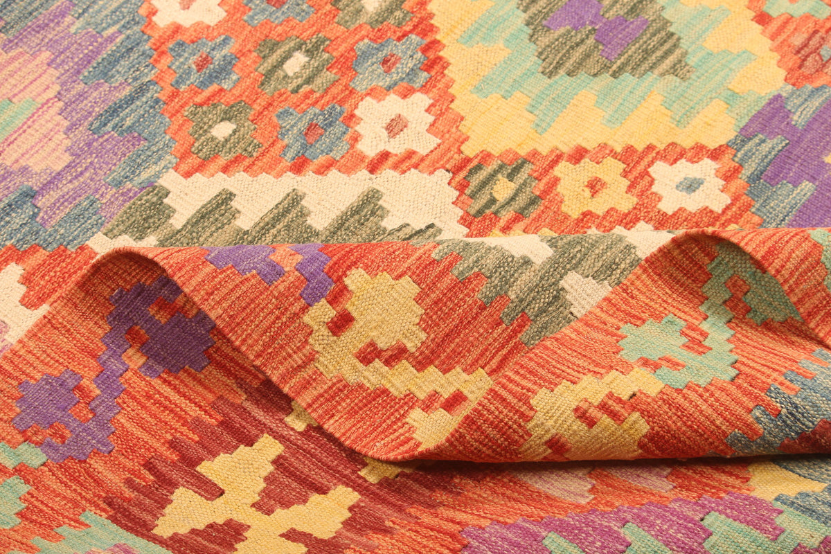 Colorful Kilim Rug with Red Border, 303 × 202 cm — view 7