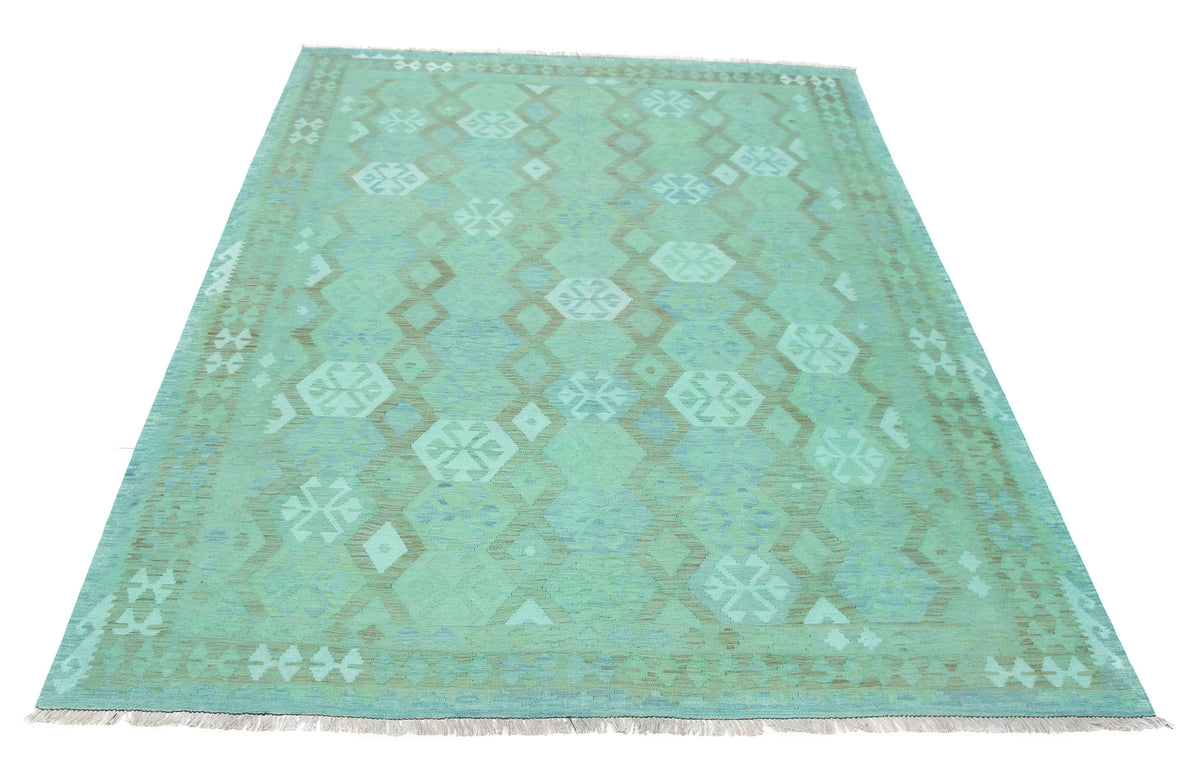 Turquoise Green Light Diamond Kilim Rug, 304 × 206 cm — view 2