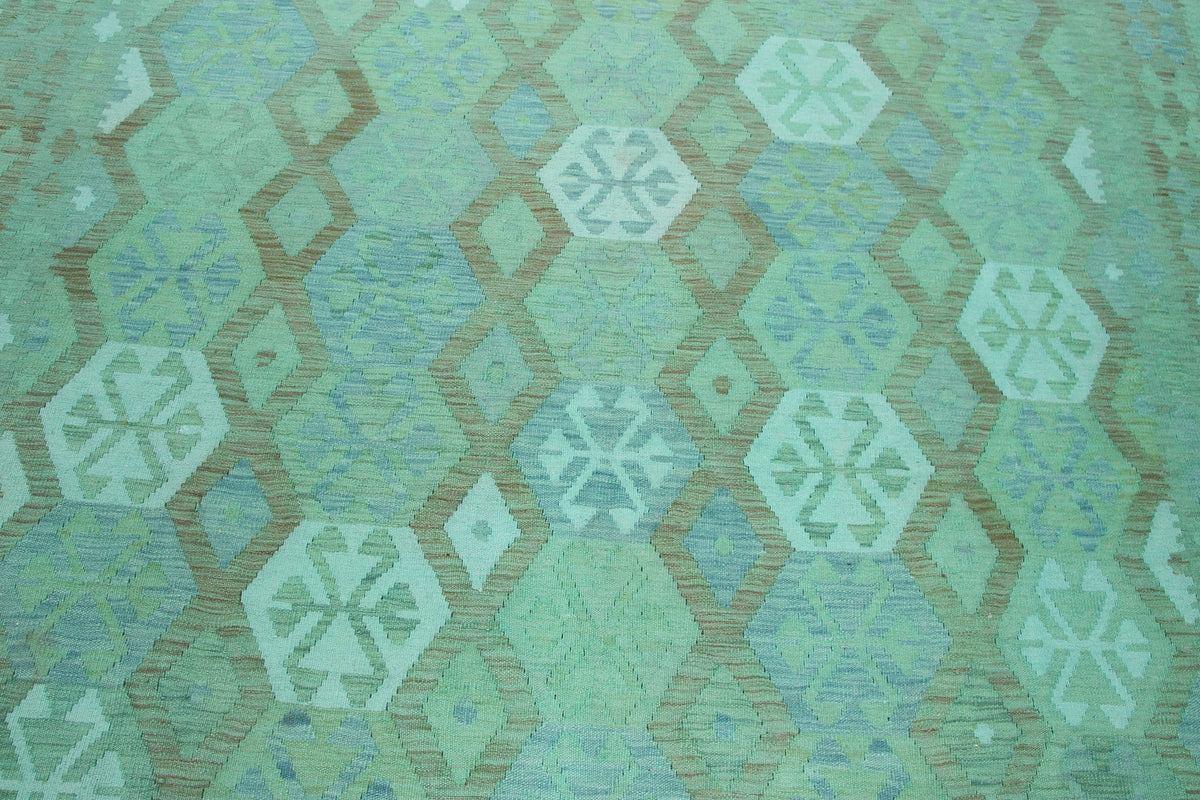 Turquoise Green Light Diamond Kilim Rug, 304 × 206 cm — view 5