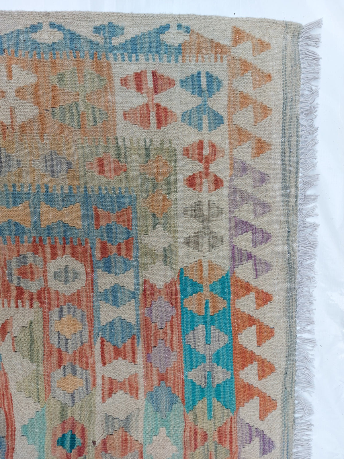 Large Blue Diamond Kilim Rug, 349 × 249 cm — view 4