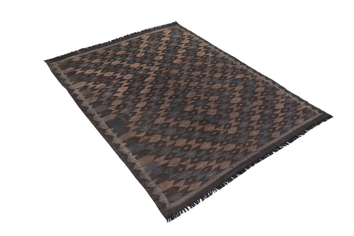 Dark Diagonal Diamond Kilim Rug, 185 × 138 cm — view 2