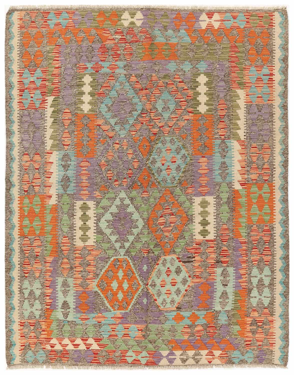 Colorful Large Medallion Kilim Rug, 194 × 151 cm — view 1