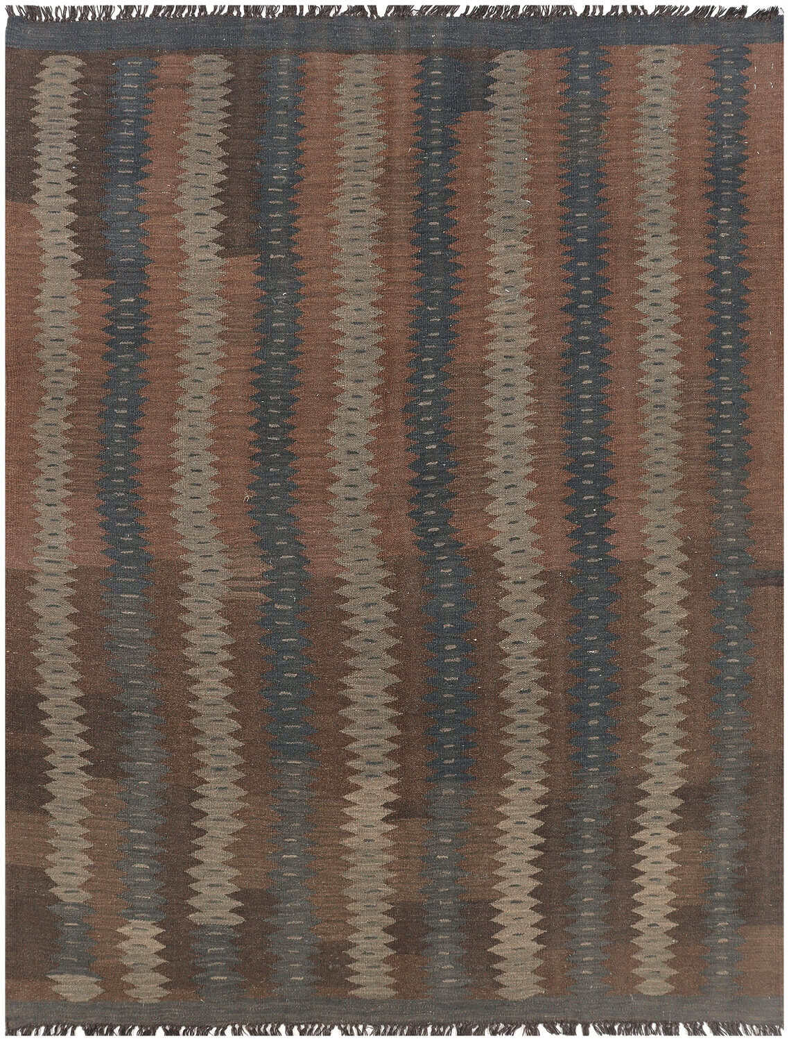 Brown Narrow Stripe Kilim Rug, 197 × 149 cm — view 2