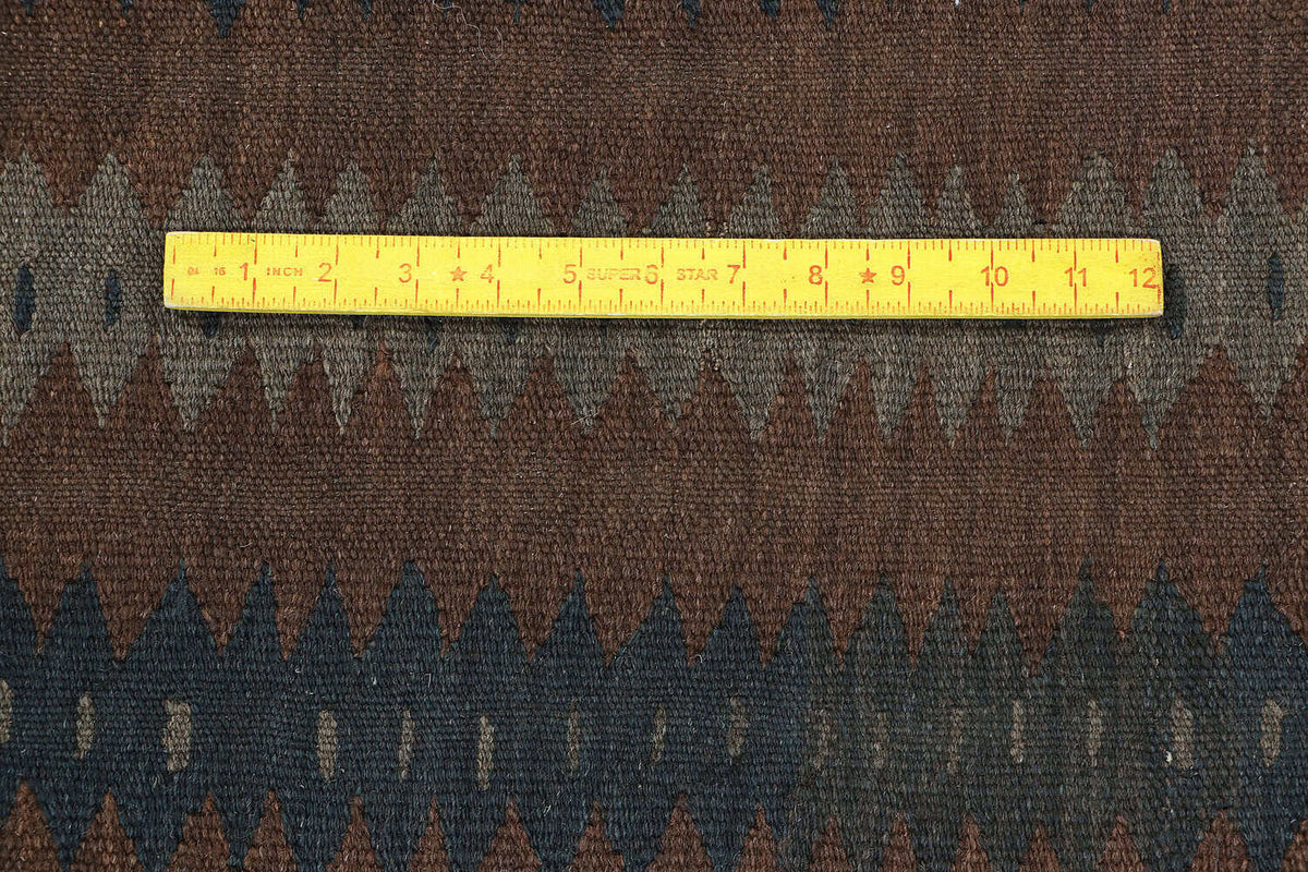 Brown Narrow Stripe Kilim Rug, 197 × 149 cm — view 3