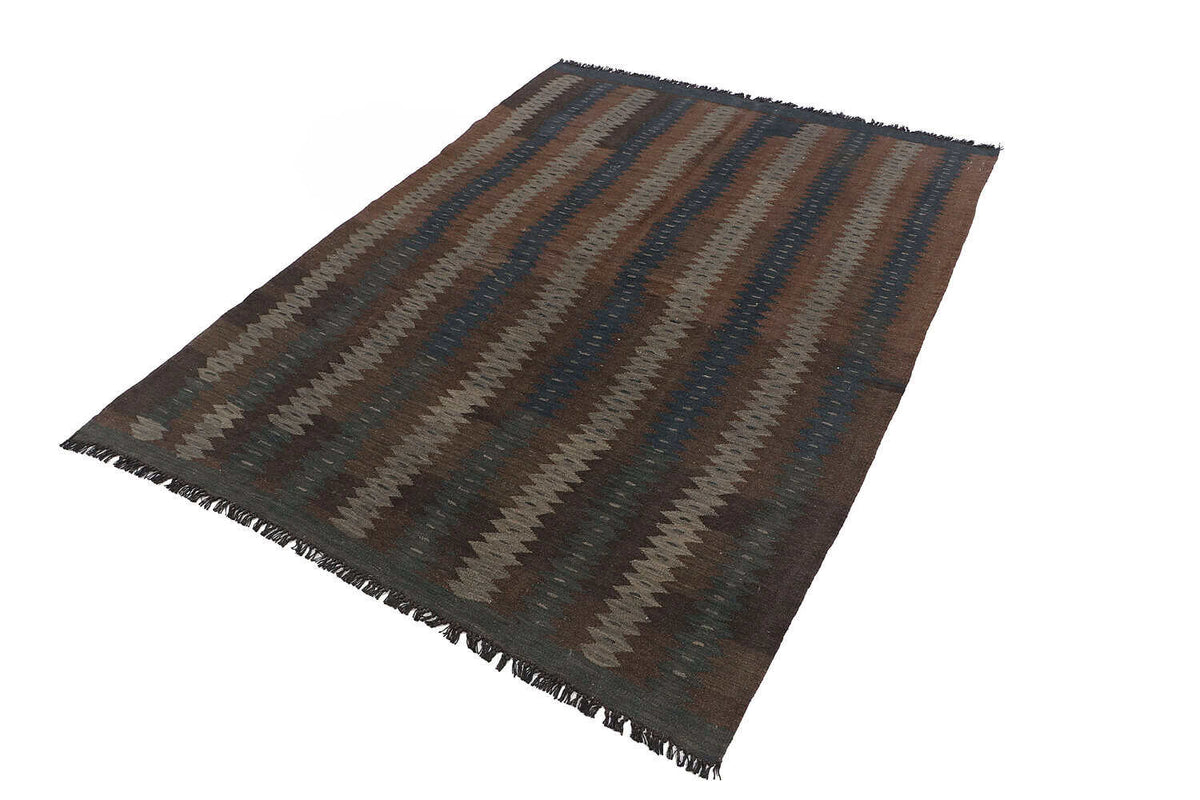 Brown Narrow Stripe Kilim Rug, 197 × 149 cm — view 4