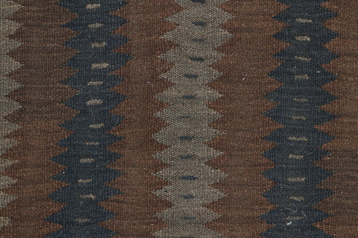 Brown Narrow Stripe Kilim Rug, 197 × 149 cm — view 5