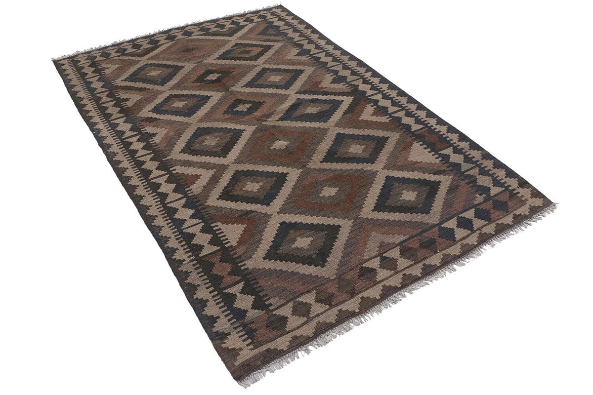 Brown Large Diamond Kilim Rug, 208 × 146 cm — view 2
