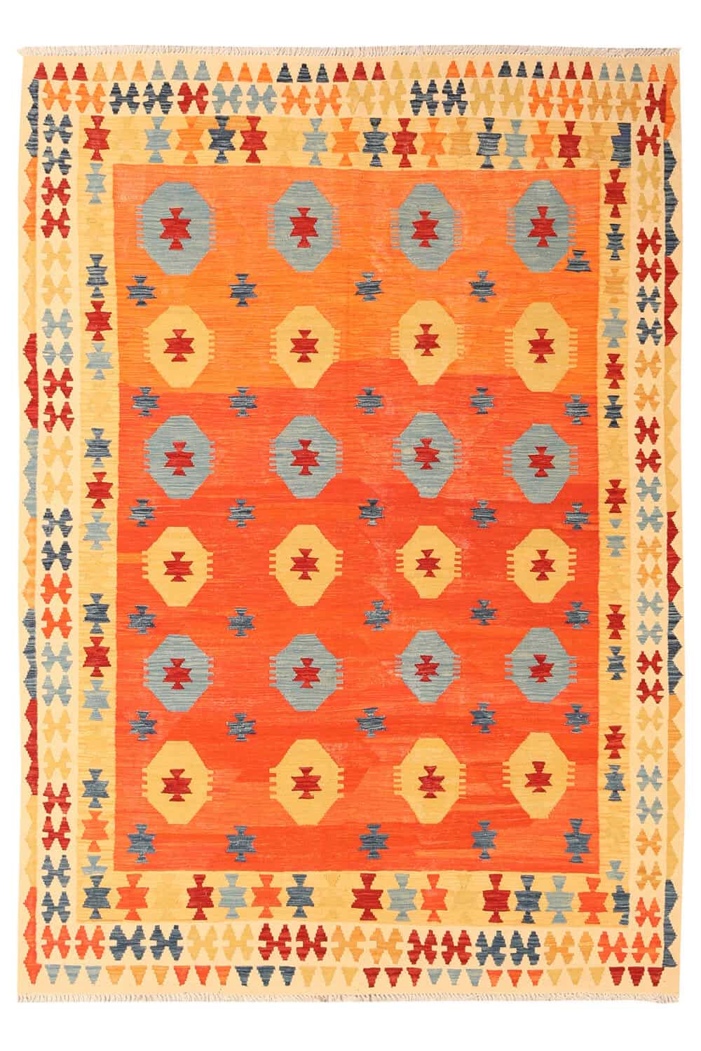 Orange Medallion Kilim Rug, 288 × 205 cm — full view