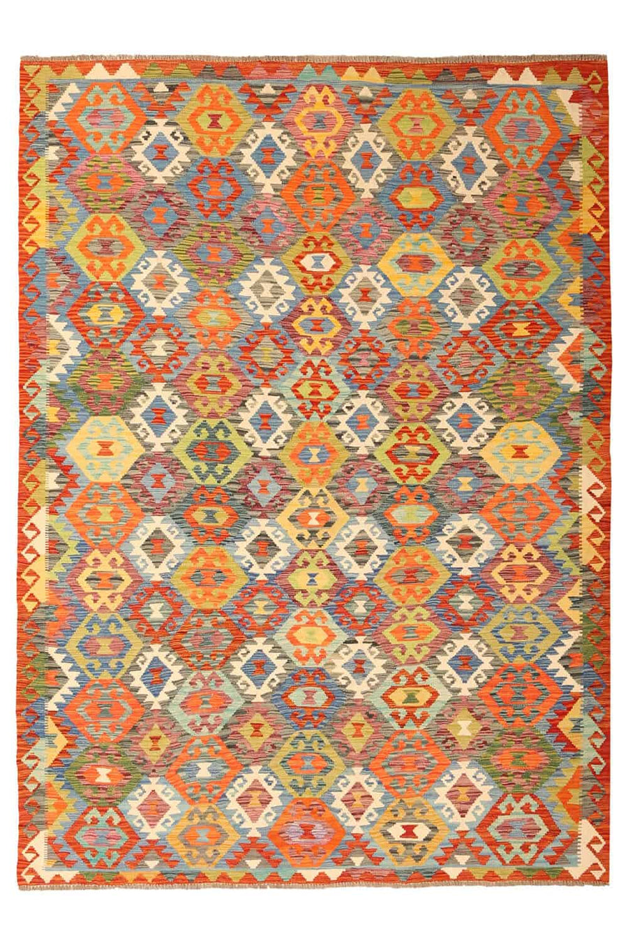 Small Multicolor Diamond Kilim Rug, 288 × 206 cm — full view