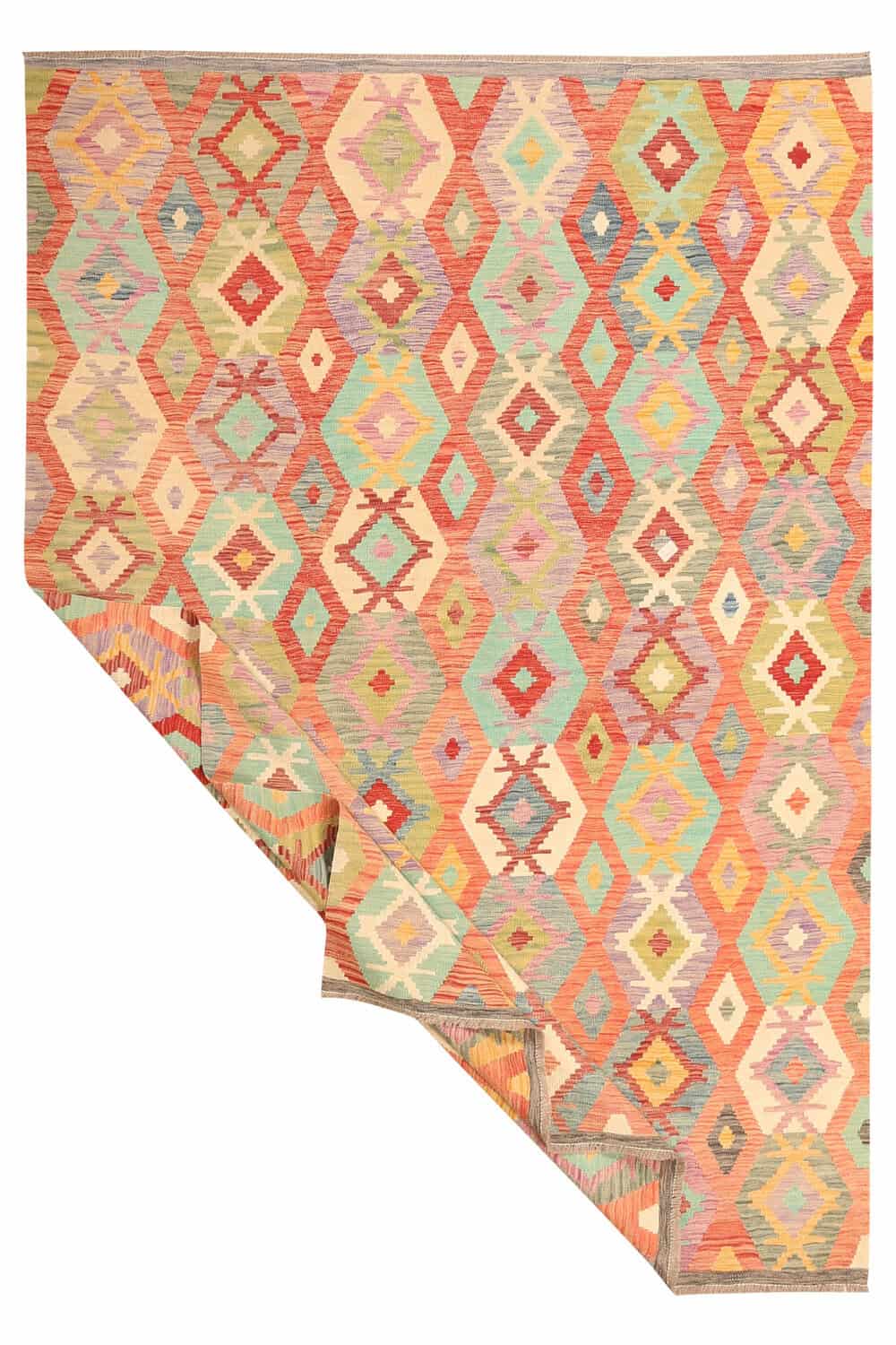 Pink Narrow Diamond Kilim Rug, 295 × 200 cm — view 2