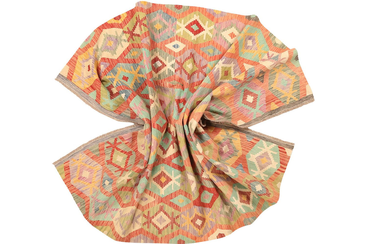 Pink Narrow Diamond Kilim Rug, 295 × 200 cm — view 9