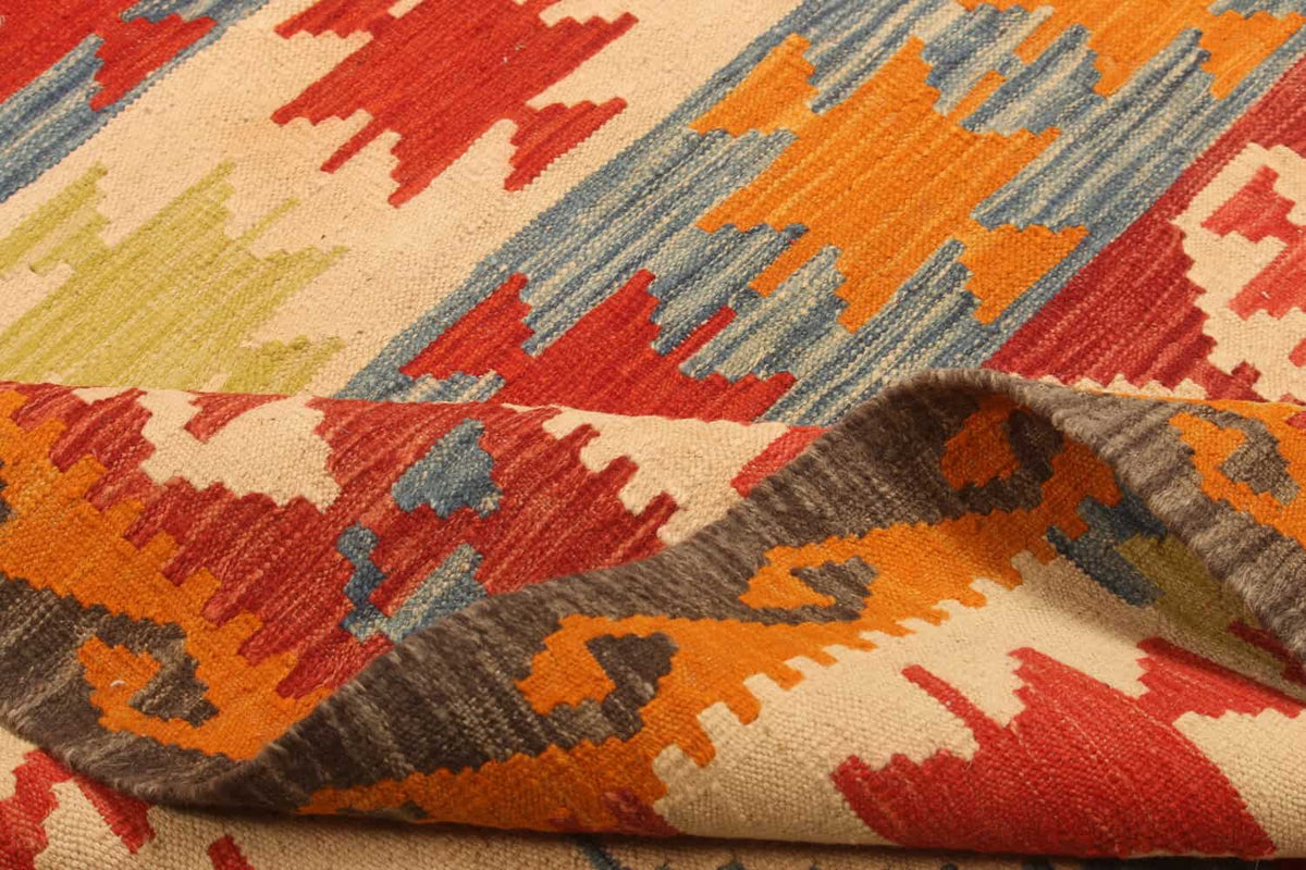 Red and Cream Medallion Kilim Rug, 295 × 204 cm — view 8