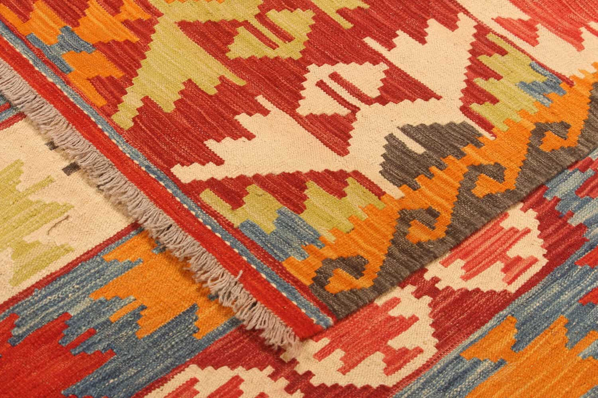 Red and Cream Medallion Kilim Rug, 295 × 204 cm — view 10