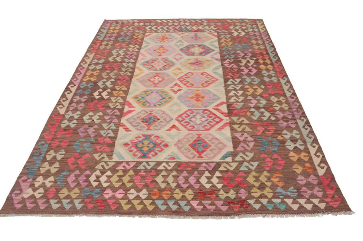 Kilim Rug with Red Border and Light Center, 296 × 200 cm — view 4