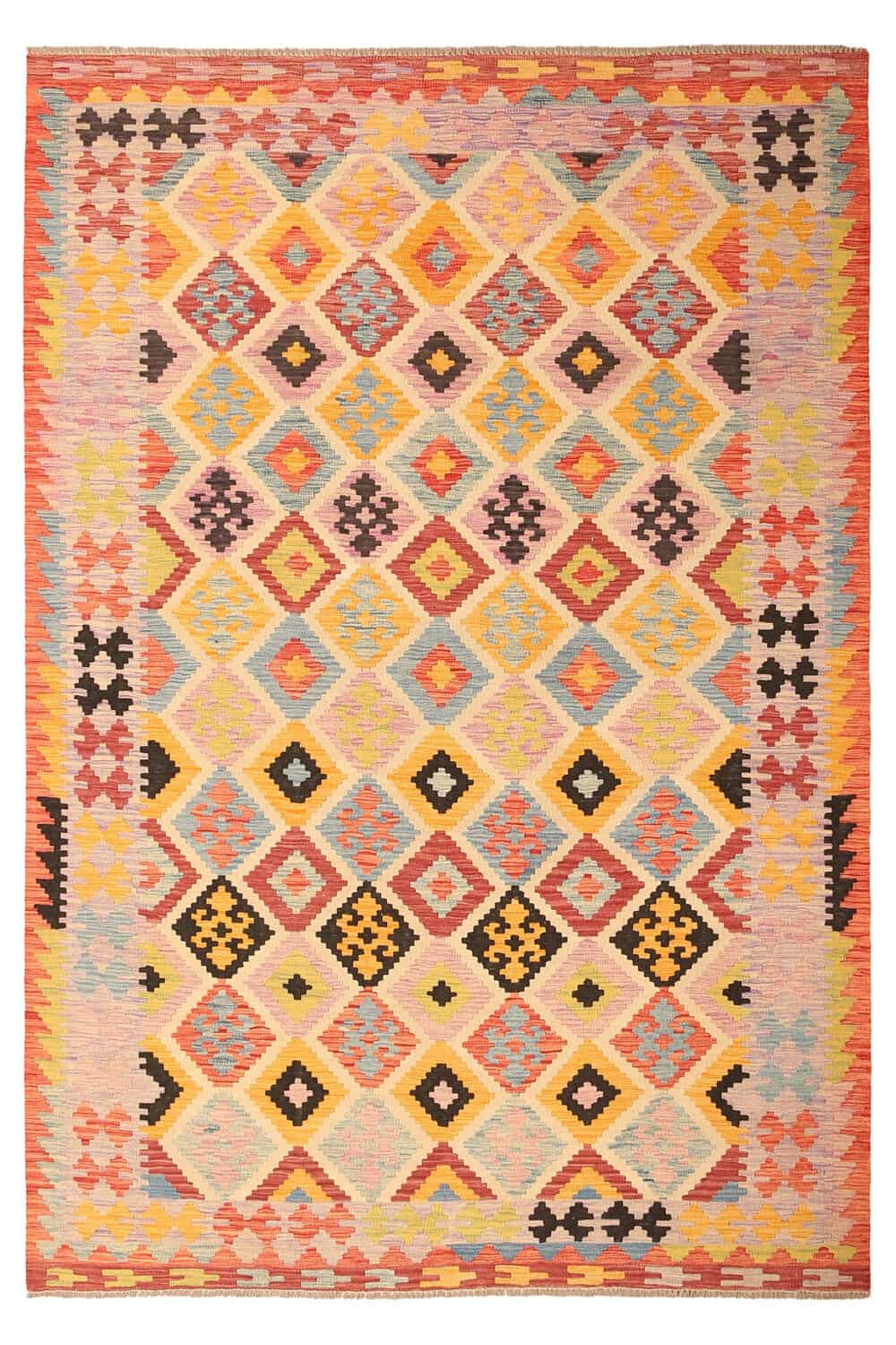 Colorful Diamond Motif Kilim Rug, 297 × 200 cm — view 1