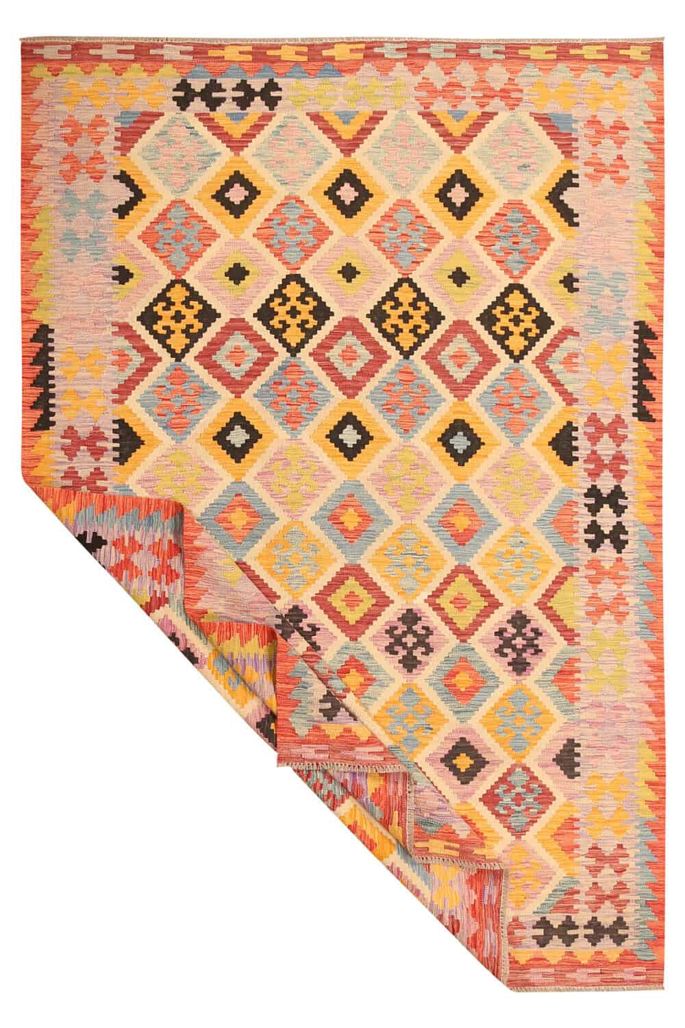Colorful Diamond Motif Kilim Rug, 297 × 200 cm — view 2