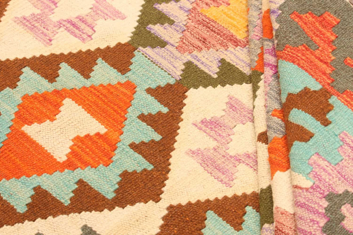 Multicolor Kilim Rug with Dark Border, 298 × 206 cm — view 9