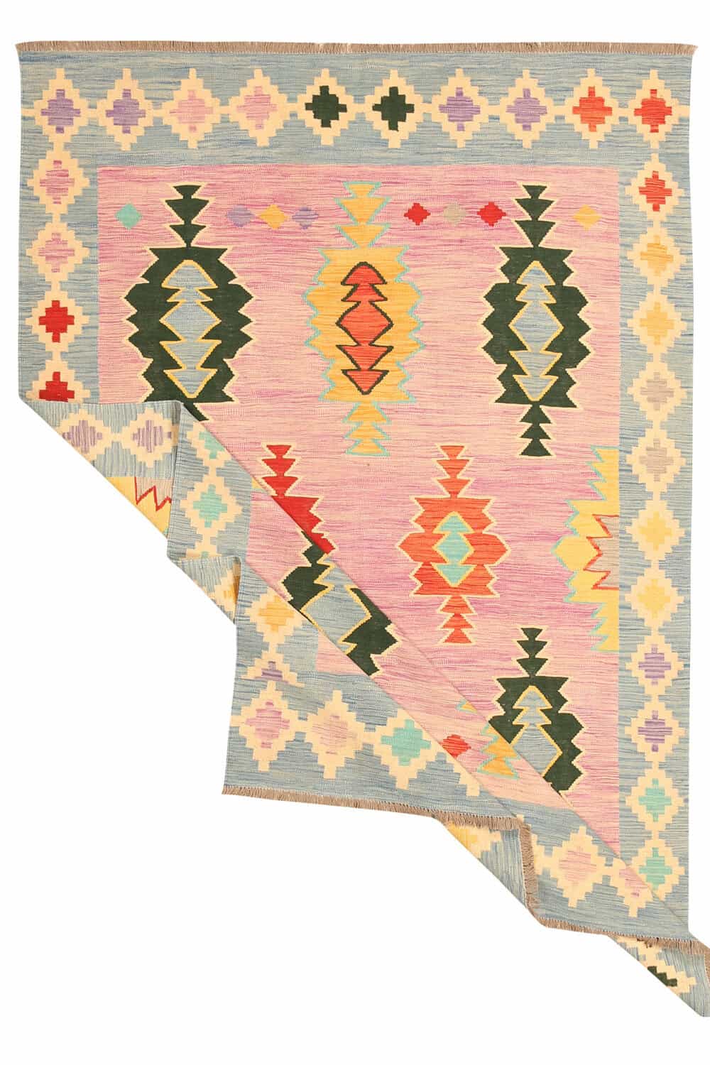 Pink Geometric Kilim Rug, 299 × 196 cm — view 2