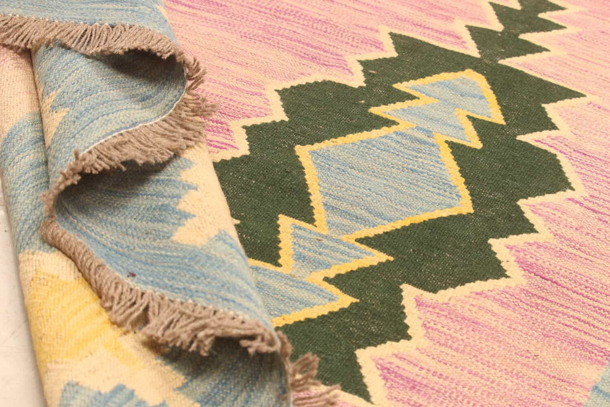 Pink Geometric Kilim Rug, 299 × 196 cm — view 4