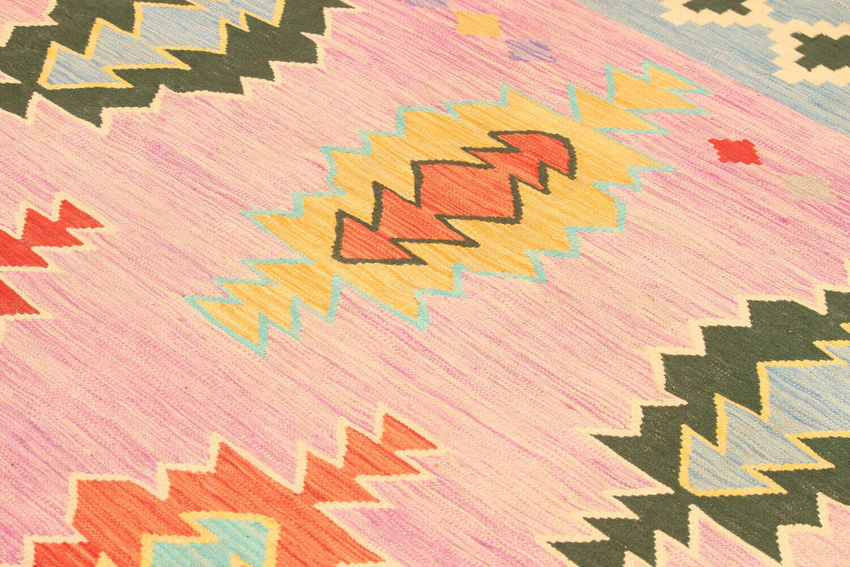 Pink Geometric Kilim Rug, 299 × 196 cm — view 5