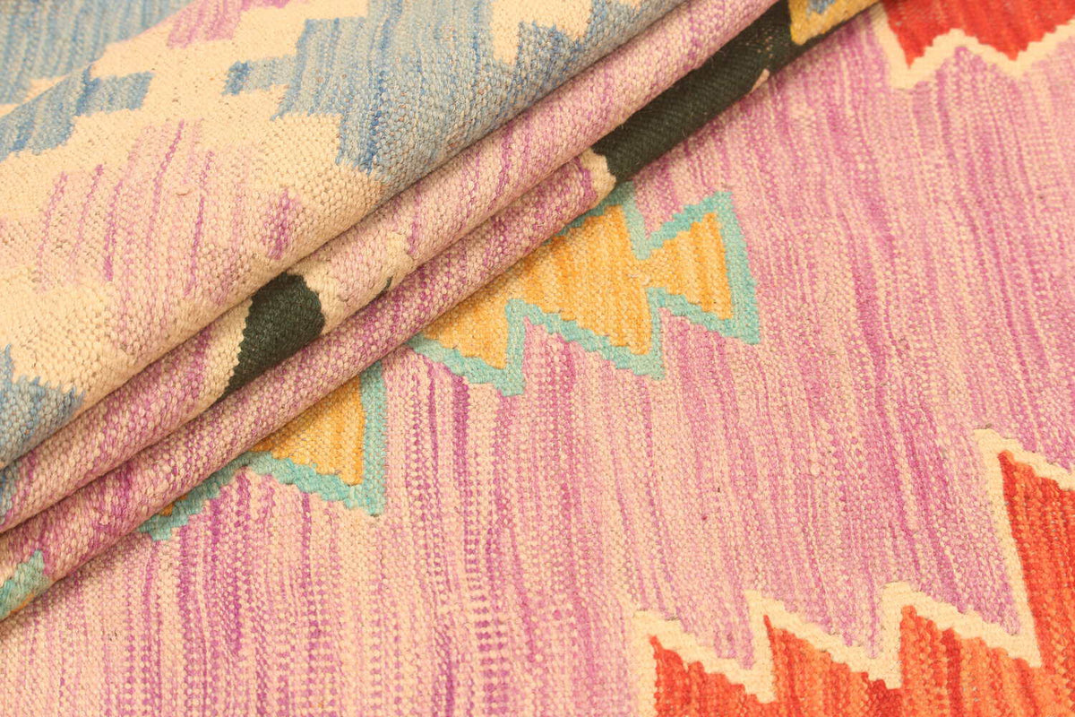 Pink Geometric Kilim Rug, 299 × 196 cm — view 6
