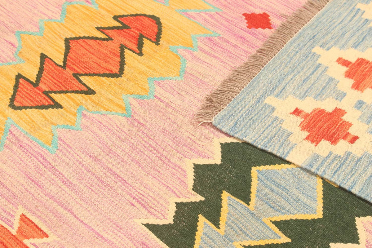Pink Geometric Kilim Rug, 299 × 196 cm — view 7