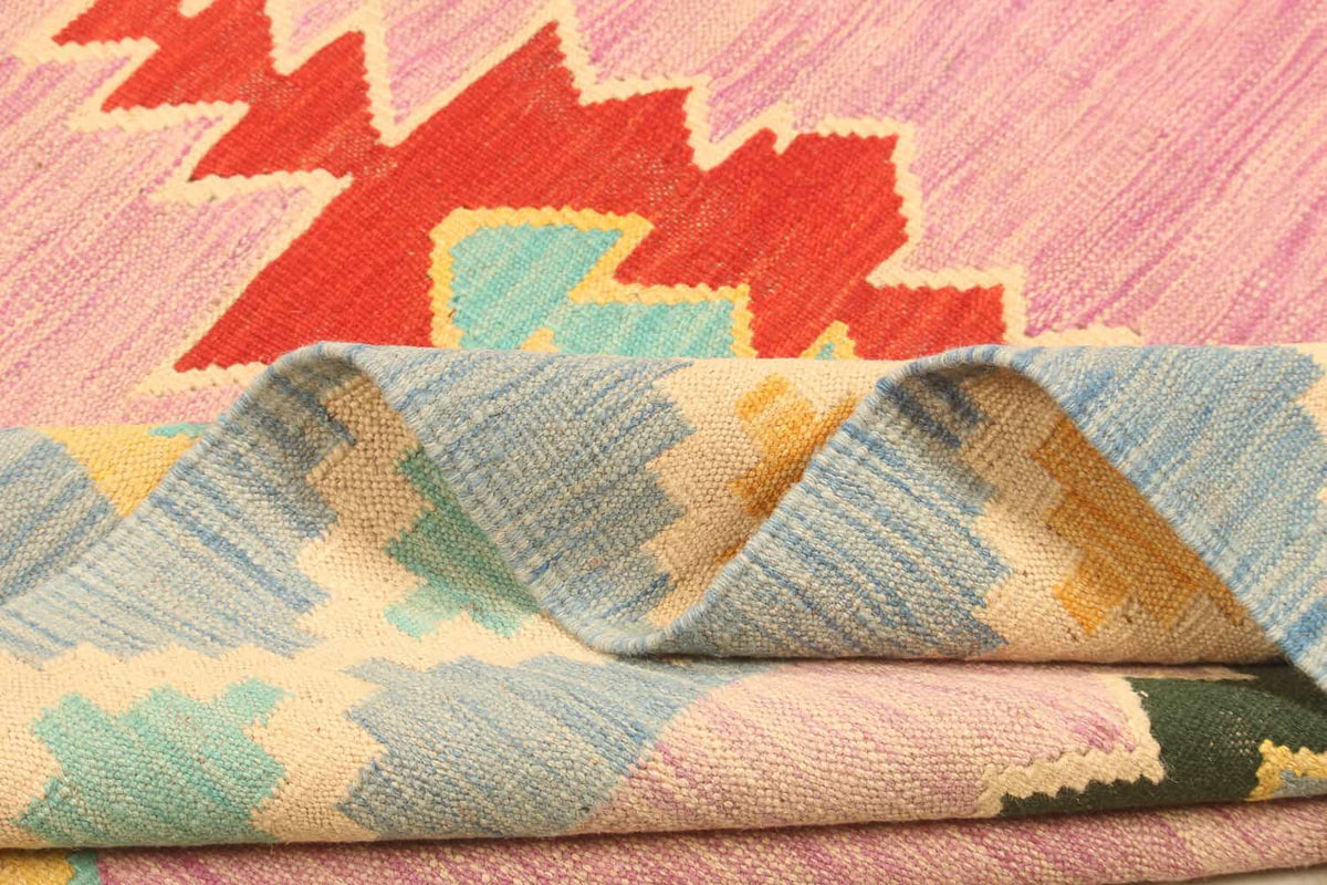 Pink Geometric Kilim Rug, 299 × 196 cm — view 8