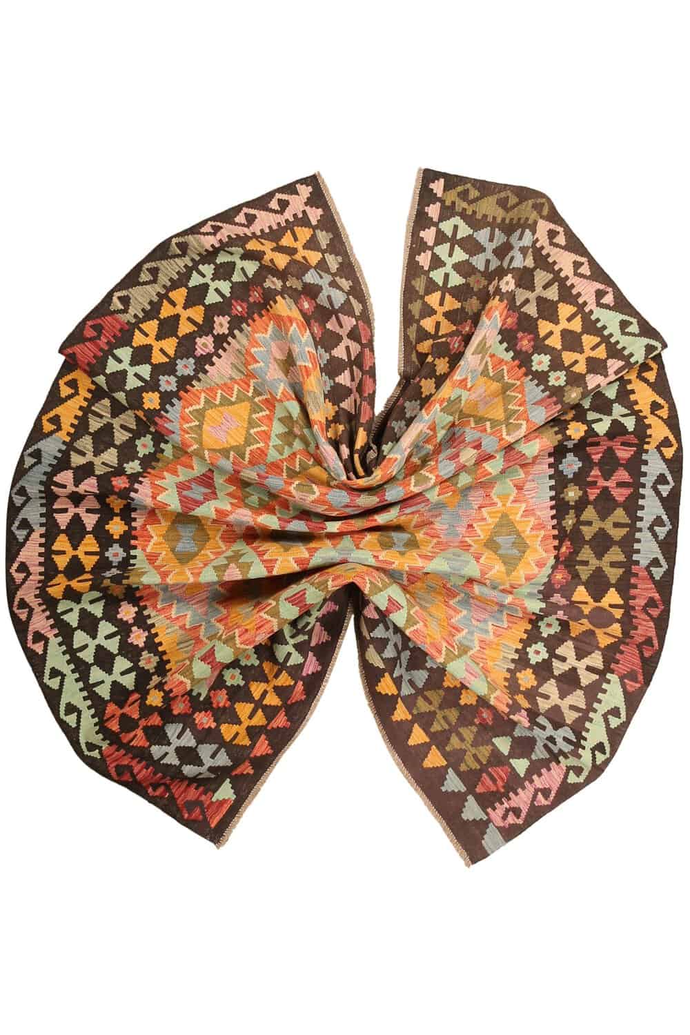 Colorful Kilim Rug with Brown Border, 299 × 206 cm — view 9