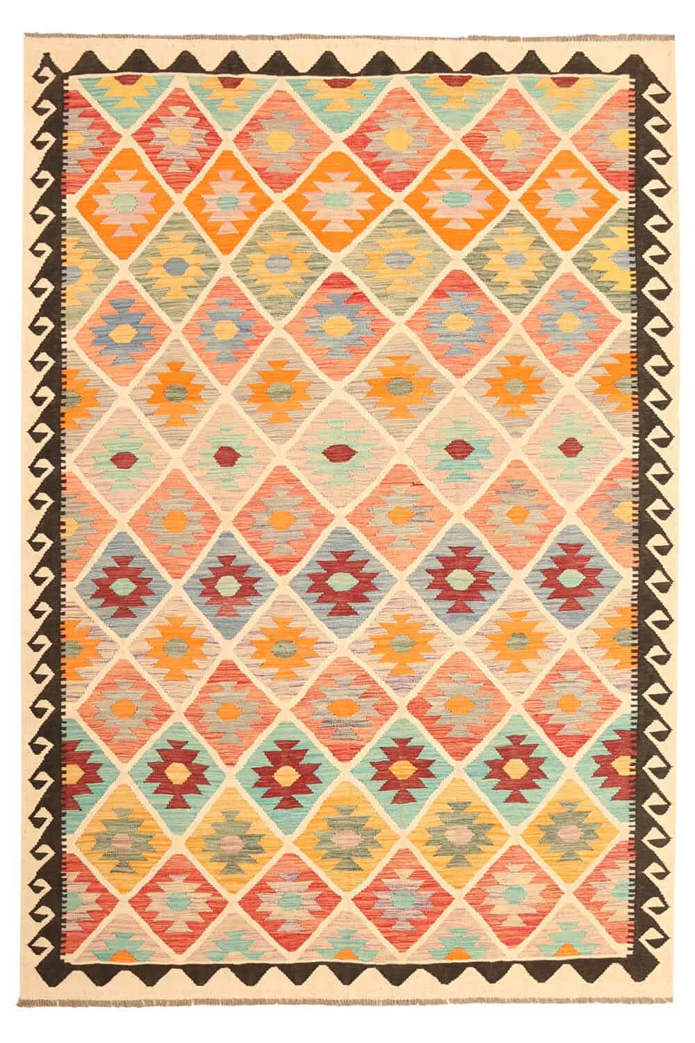 Large Diamond Grid Kilim Rug, 300 × 200 cm — view 1