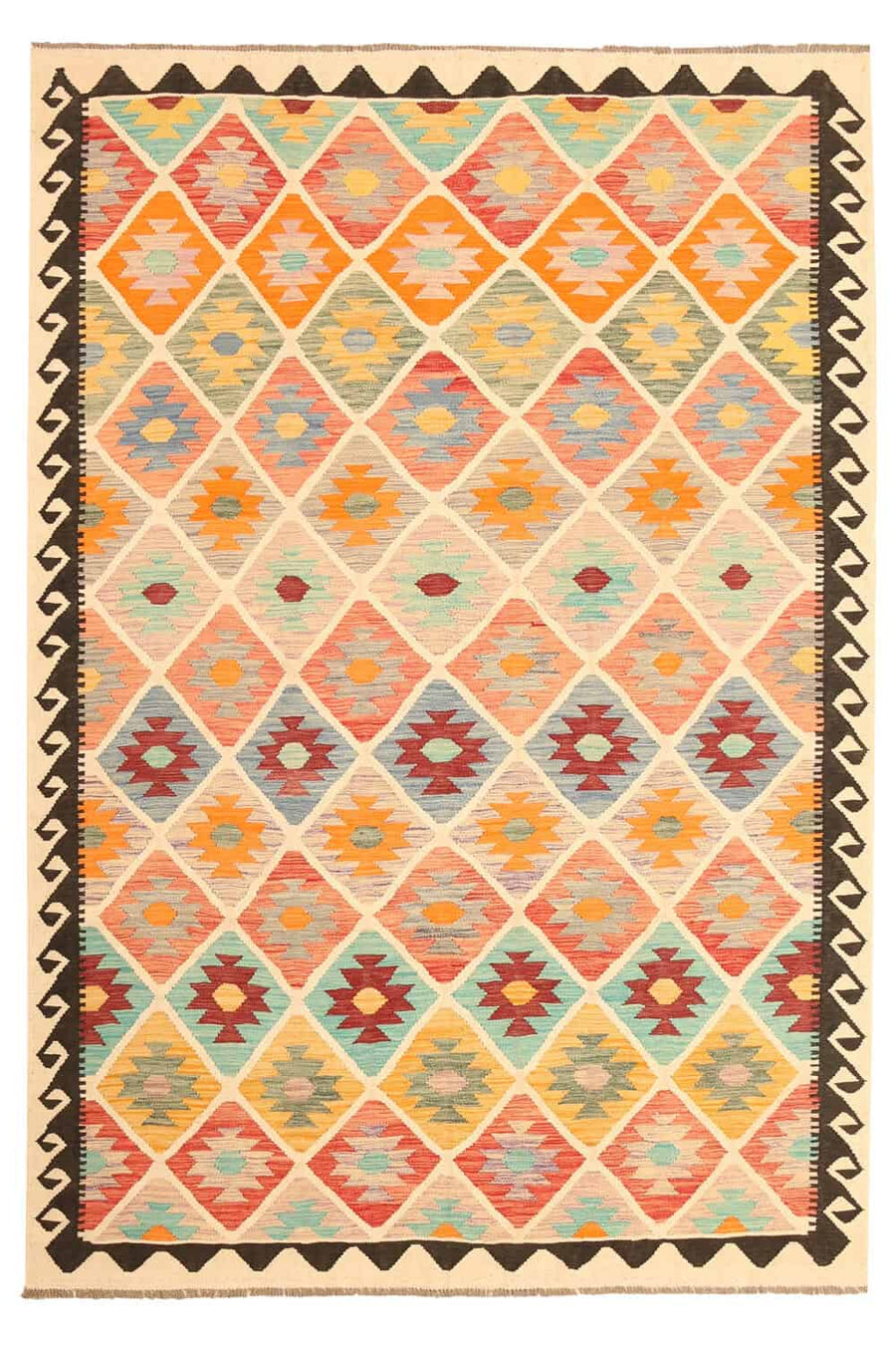 Large Diamond Grid Kilim Rug, 300 × 200 cm — view 1