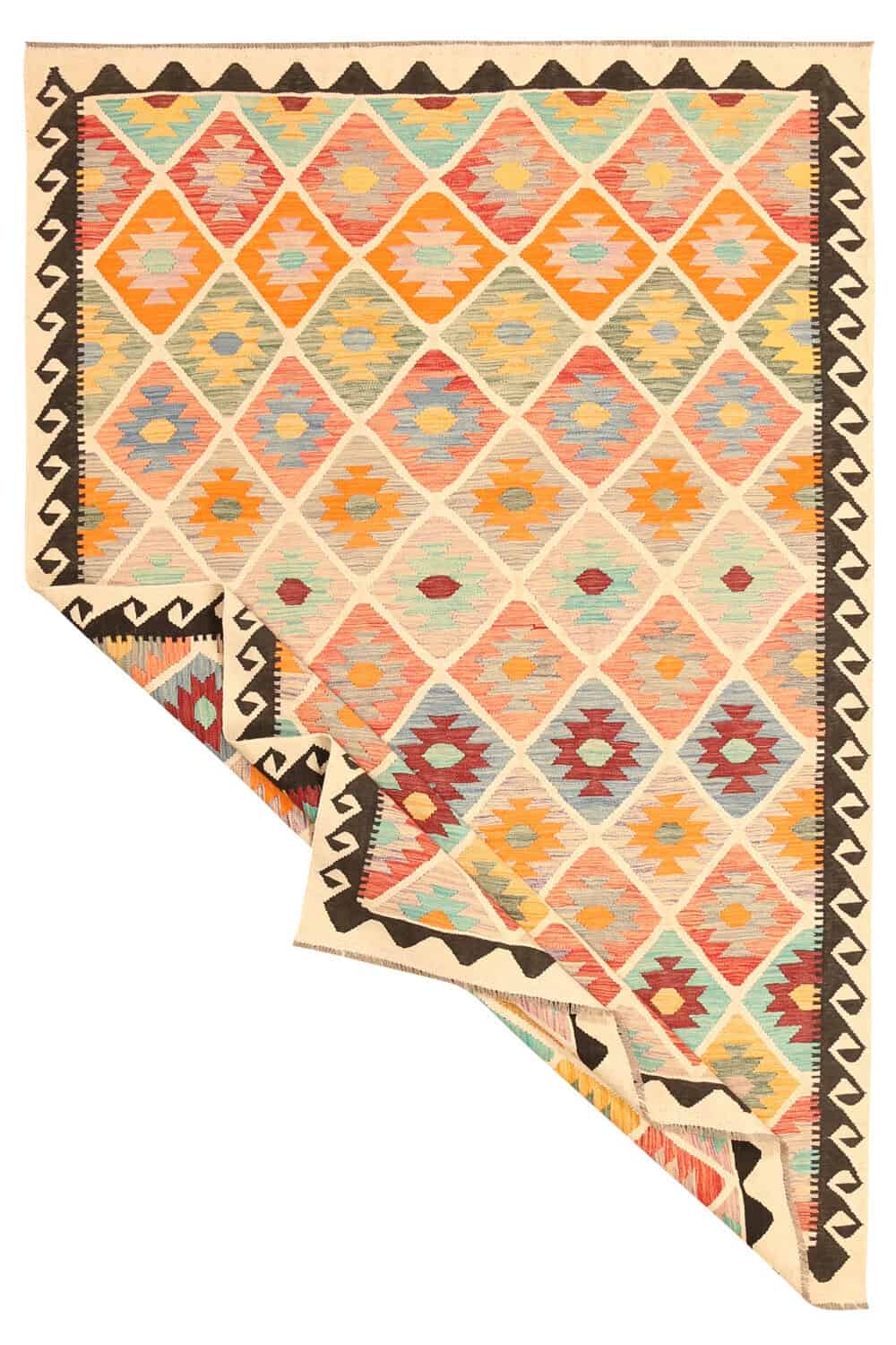 Large Diamond Grid Kilim Rug, 300 × 200 cm — view 2