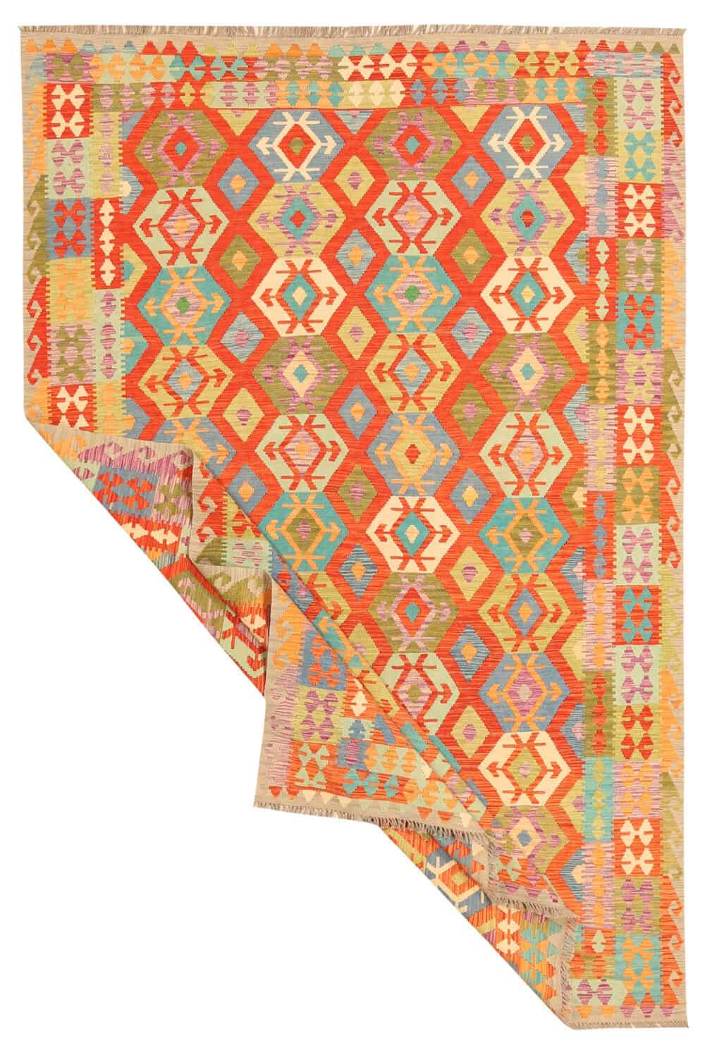 Multicolor Diamond Lattice Kilim Rug, 301 × 201 cm — view 2