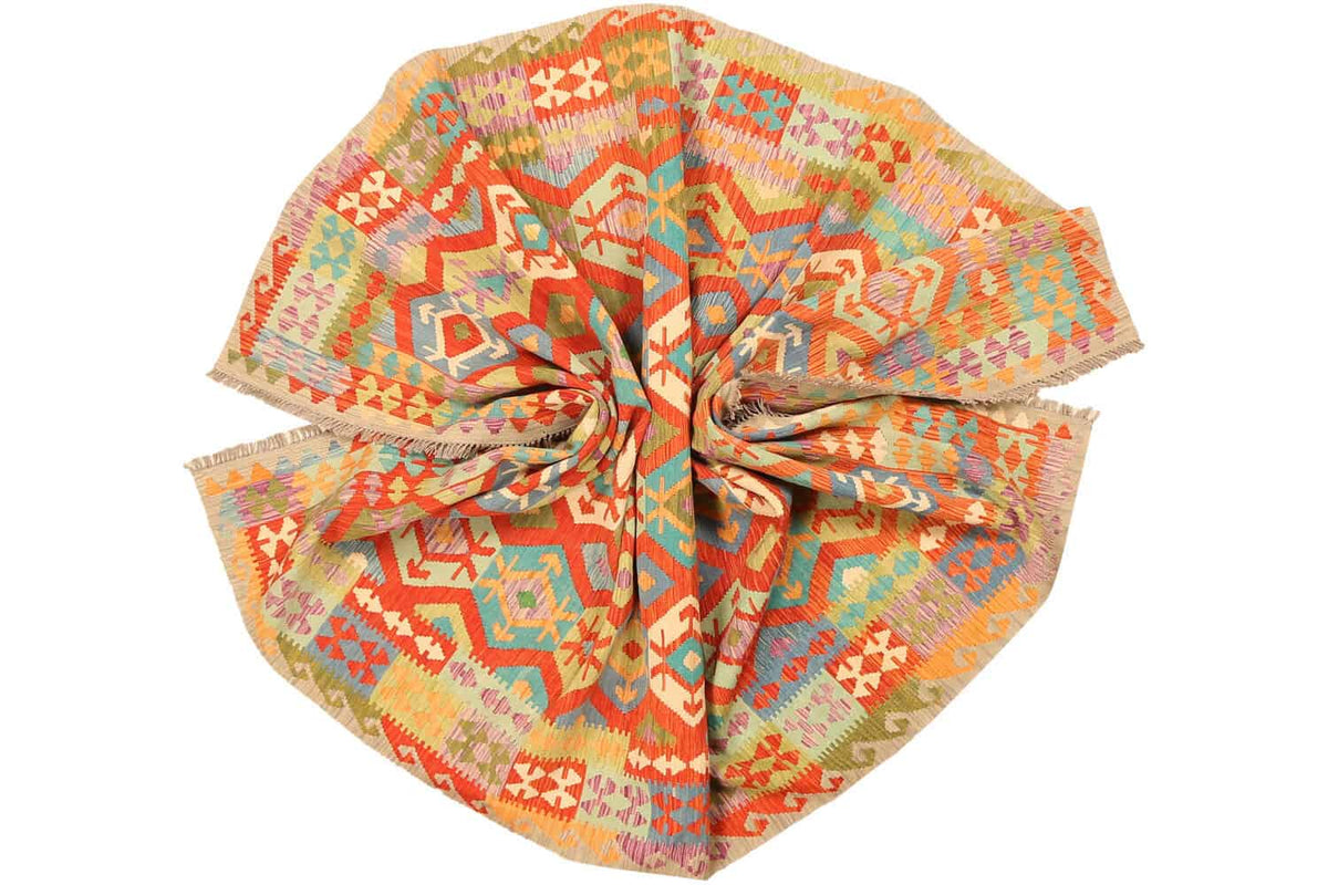 Multicolor Diamond Lattice Kilim Rug, 301 × 201 cm — view 10