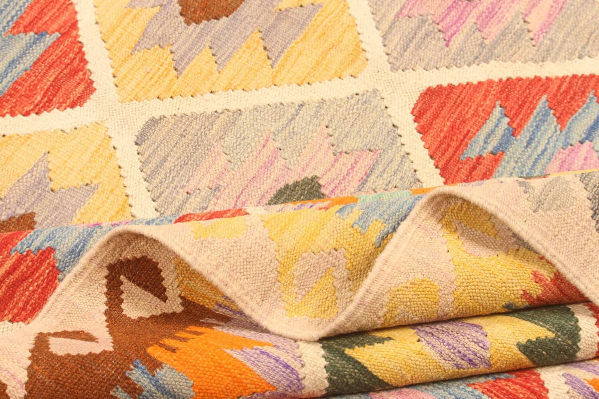 Light Ground Colorful Diamond Kilim Rug, 302 × 202 cm — view 6