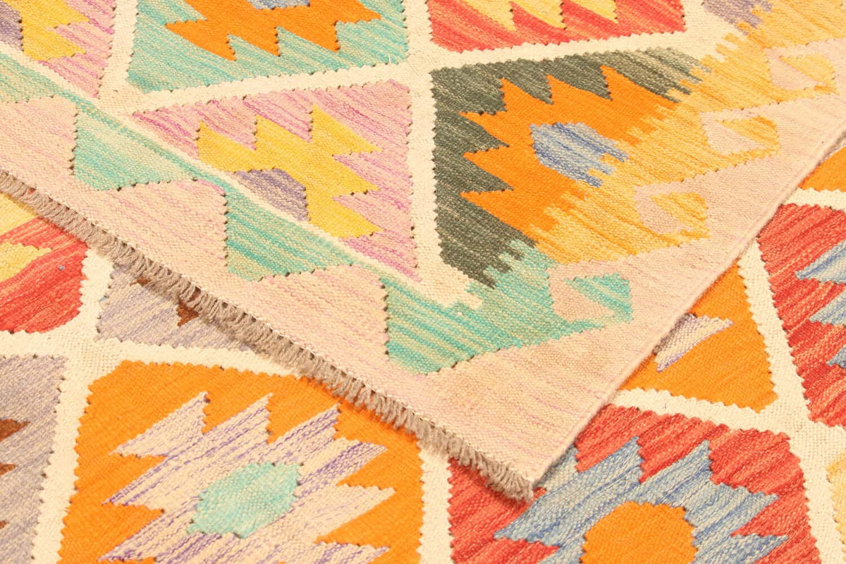 Light Ground Colorful Diamond Kilim Rug, 302 × 202 cm — view 8