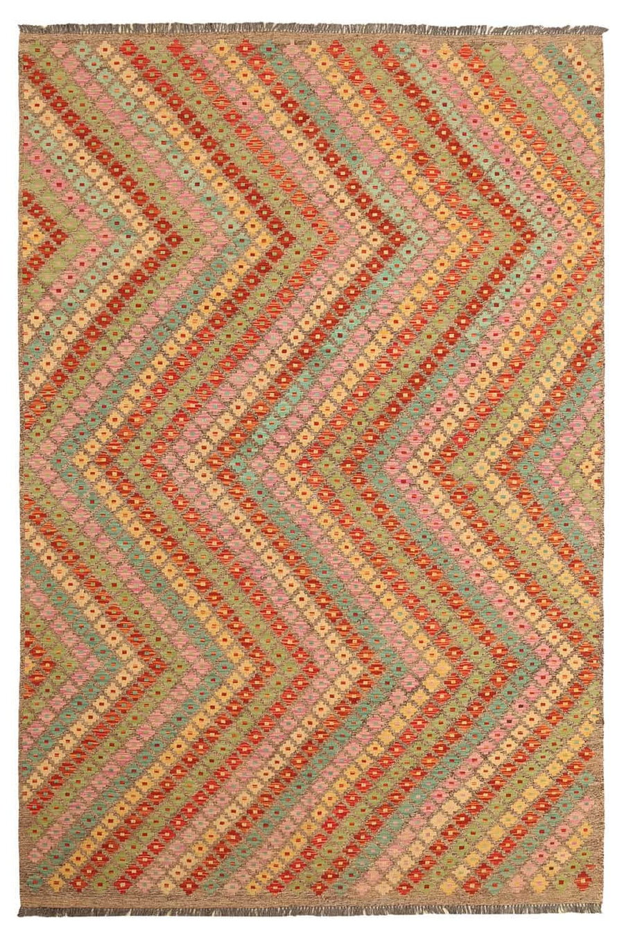 Multicolor Zigzag Kilim Rug, 305 × 206 cm — full view