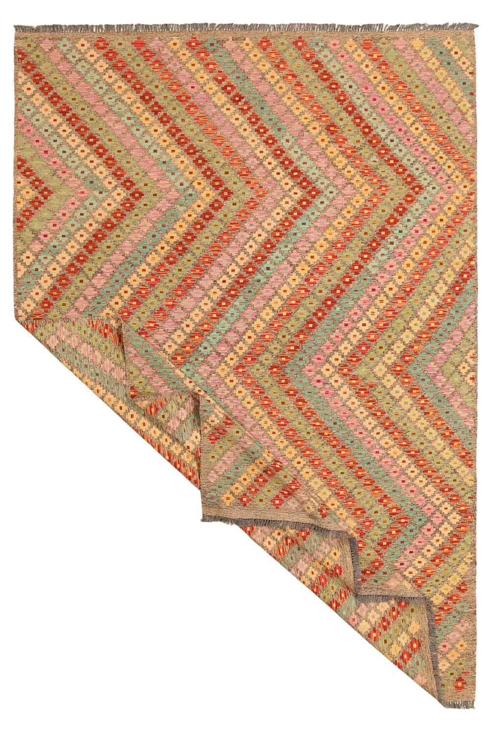 Multicolor Zigzag Kilim Rug, 305 × 206 cm — view 2