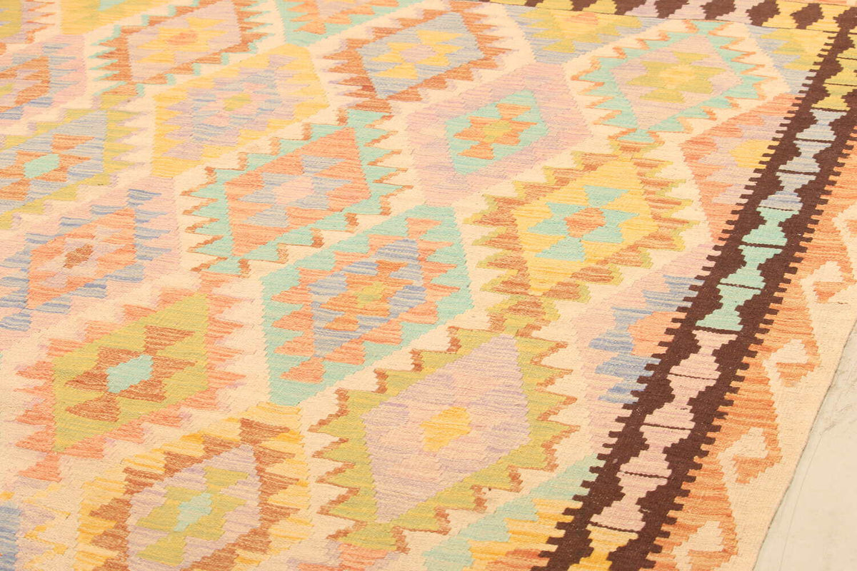 Pastel Kilim Rug with Dark Side Borders, 305 × 207 cm — view 4