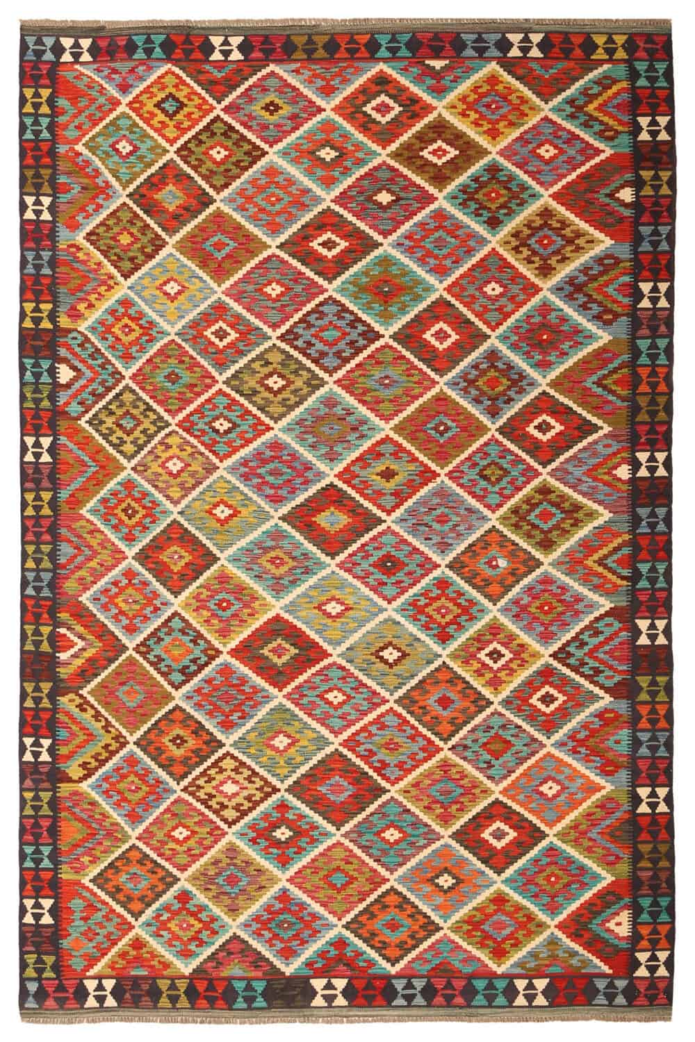 Colorful Diamond Grid Kilim Rug, 310 × 200 cm — view 1