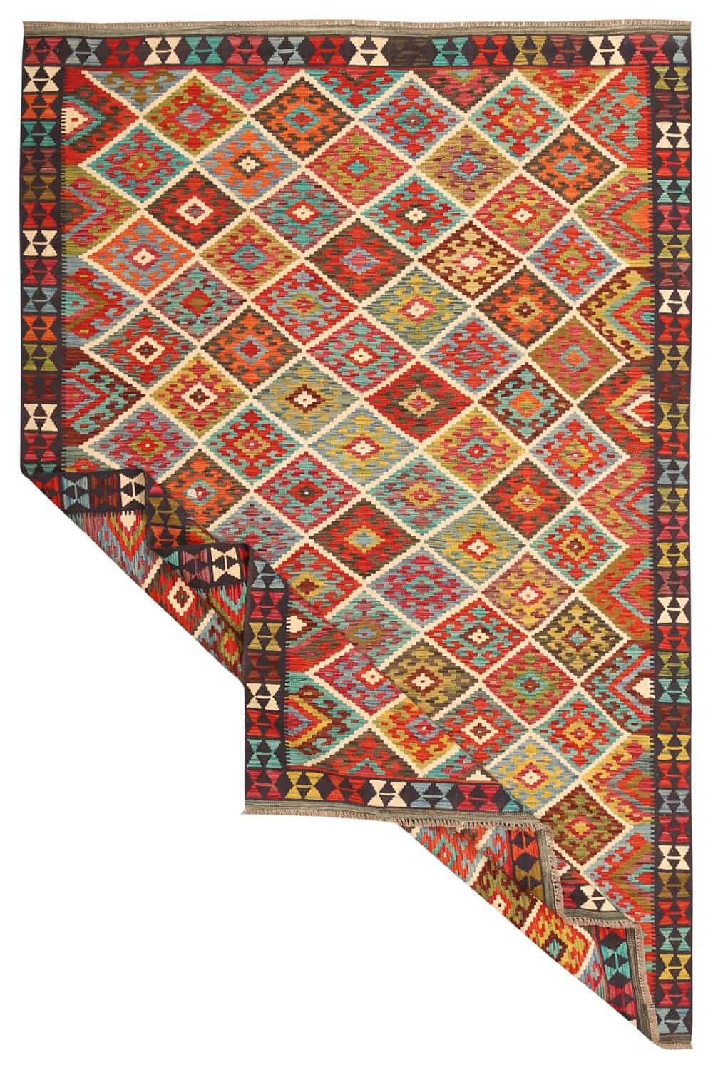 Colorful Diamond Grid Kilim Rug, 310 × 200 cm — view 2