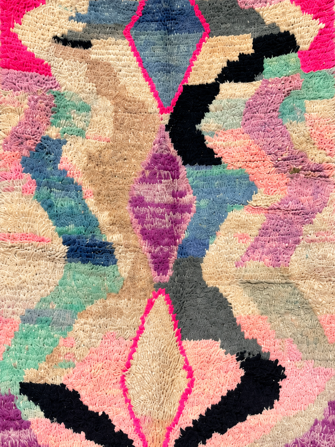 Detail of Pastel Vintage Moroccan Rug with Abstract Motifs, 180 × 100 cm.