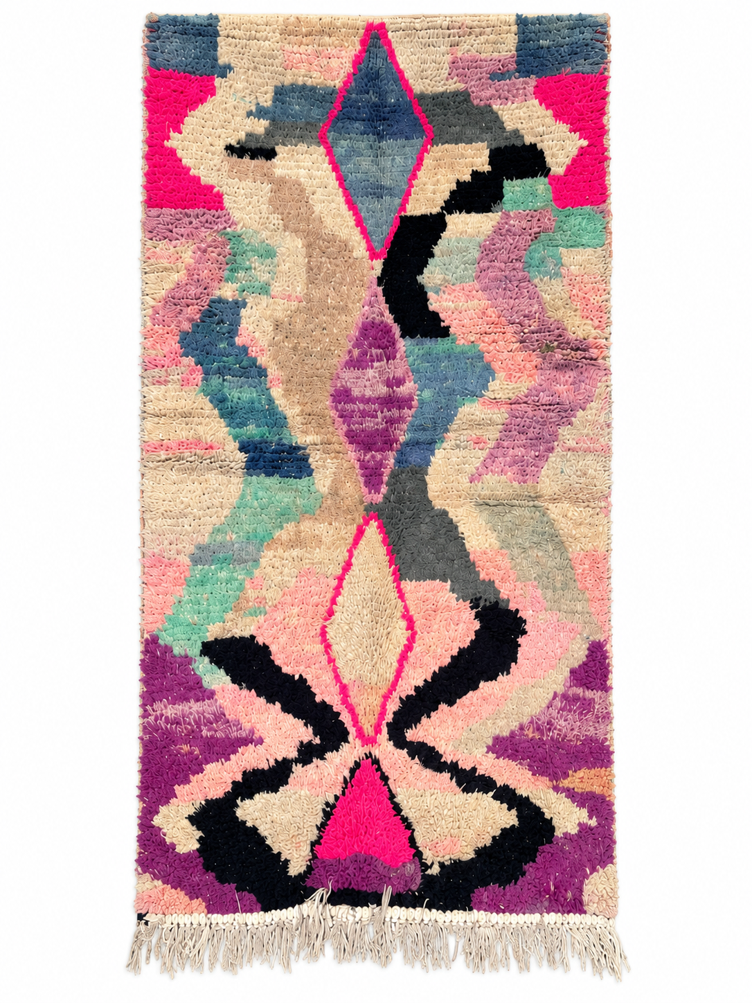 Pastel Vintage Moroccan Rug with Abstract Motifs, 180 × 100 cm.