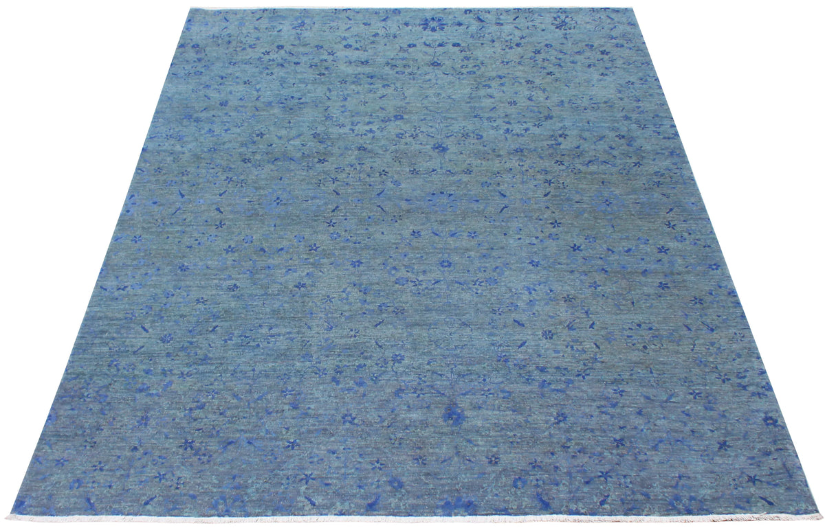 Blue Afghan Rug with Delicate Ornamentation, 301 × 241 cm, view 2.