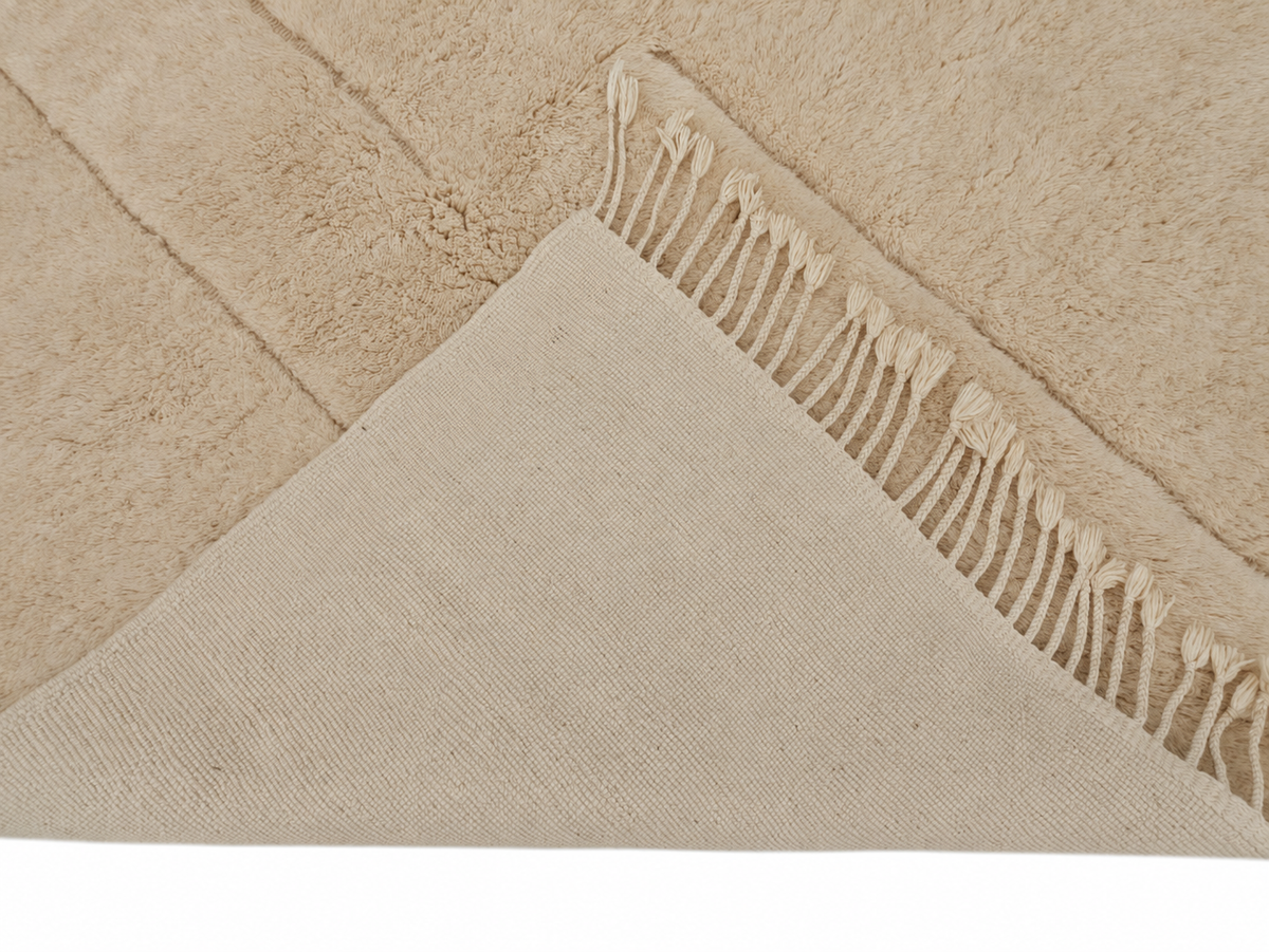 Detail of Cream Mrirt Wool Rug with Raised Lines, 300 × 200 cm.