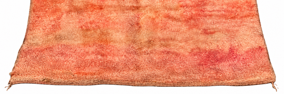 Edge detail of Orange Vintage Moroccan Rug with Tonal Patina, 244 × 164 cm.