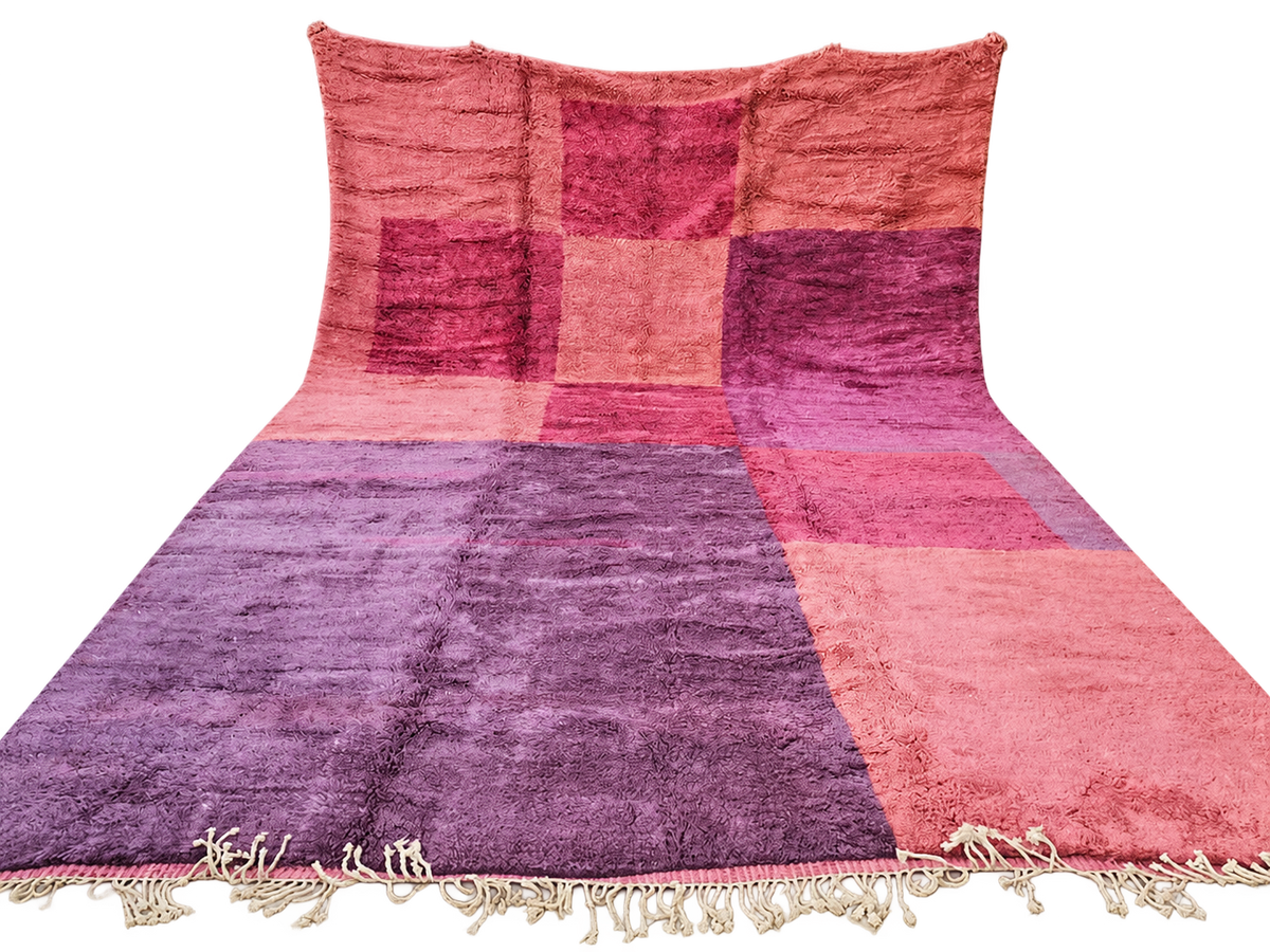 Detail of Multicolor Moroccan Rug with Large Color Blocks, 580 × 392 cm.