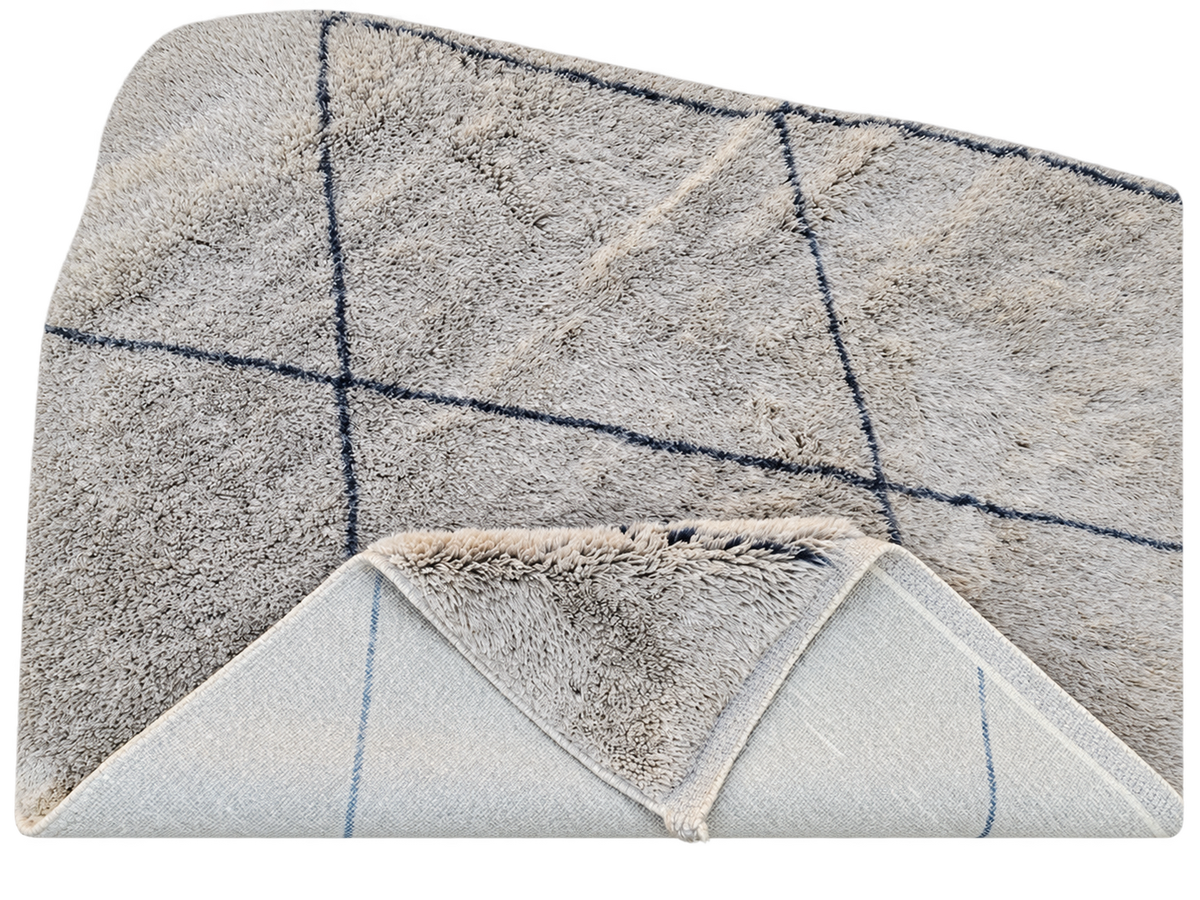 Detail of Taupe and Gray Moroccan Wool Rug with Diamonds, 320 × 230 cm.