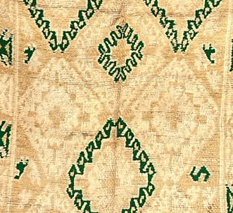 Detail of Beige Moroccan Rug with Green Motifs, 320 × 170 cm.