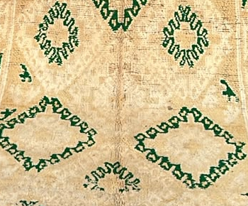 Detail of Beige Moroccan Rug with Green Motifs, 320 × 170 cm.